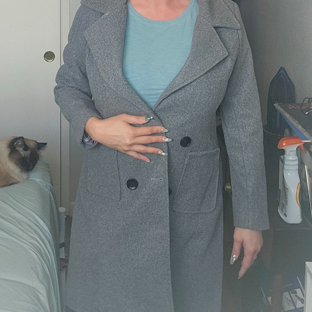 Classy Grey Wool Coat by Fashion Collection Women's Medium